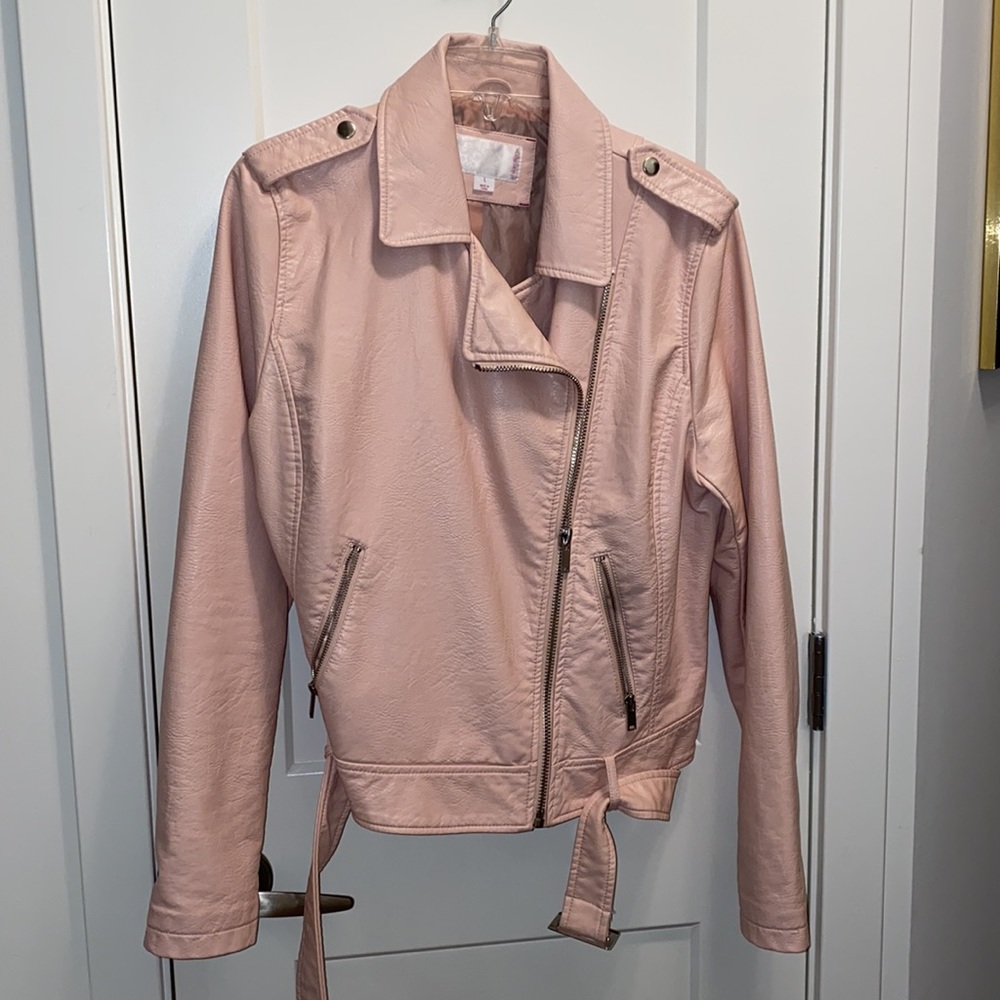 Light Pink Faux Leather Jacket
